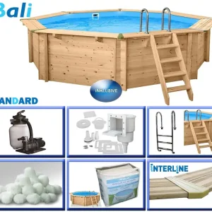 Holzpool-Set BASIC Bali 8-Eck 5,30 x 1,36 m Heißes Angebot