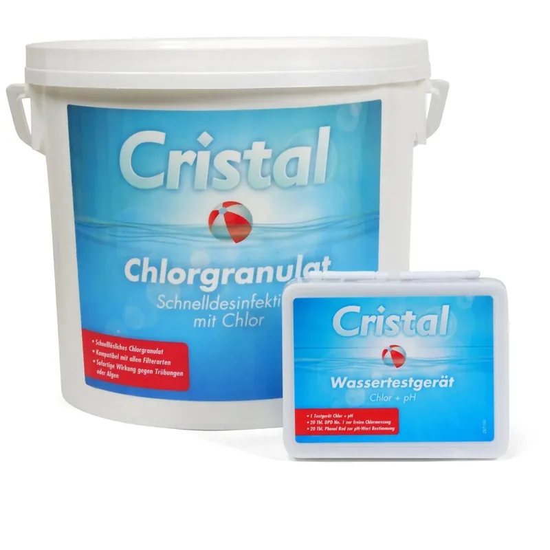 Bestpreis CRISTAL SET Chlorgranulat 5,0 kg + Pooltester Ch/pH