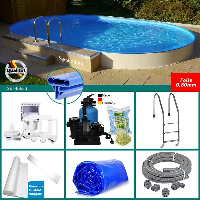 SET> Ovalpool 3,20 x 5,25 x 1,20 m blau, Folie 0,80 mm, Handlauf STYLE Online Kaufen