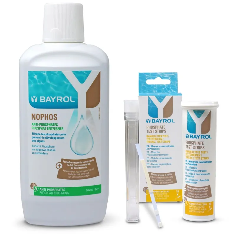 Neu Im Sortiment SET> BAYROL Nophos 1,0 l + Phosphat Teststreifen