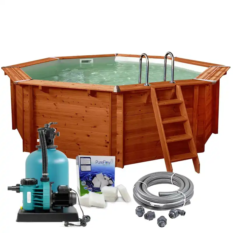 SET ''S''> Sumatra rund 8-Eck Massivholzpool 5,30 x 1,38m Expressversand