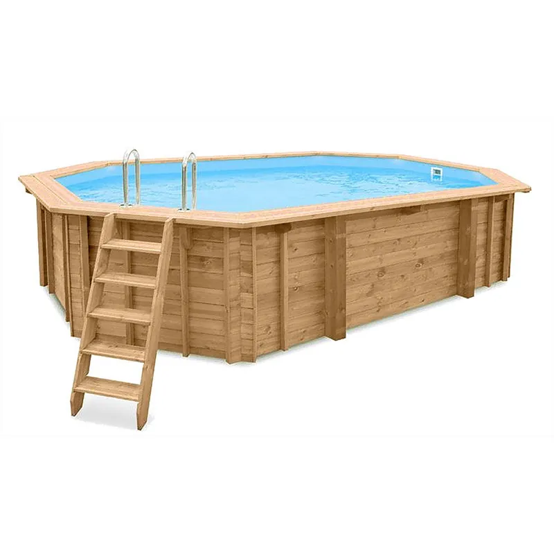 Sale Holzpool Bali oval 8-Eck Massivholzpool 6,40 x 4,00 x 1,38 m