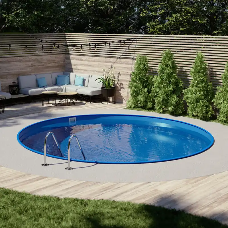 Billig Rundpool-Set BRONZE Ø 5,00 x 1,20 m, Folie blau 0,80 mm, eingelassen