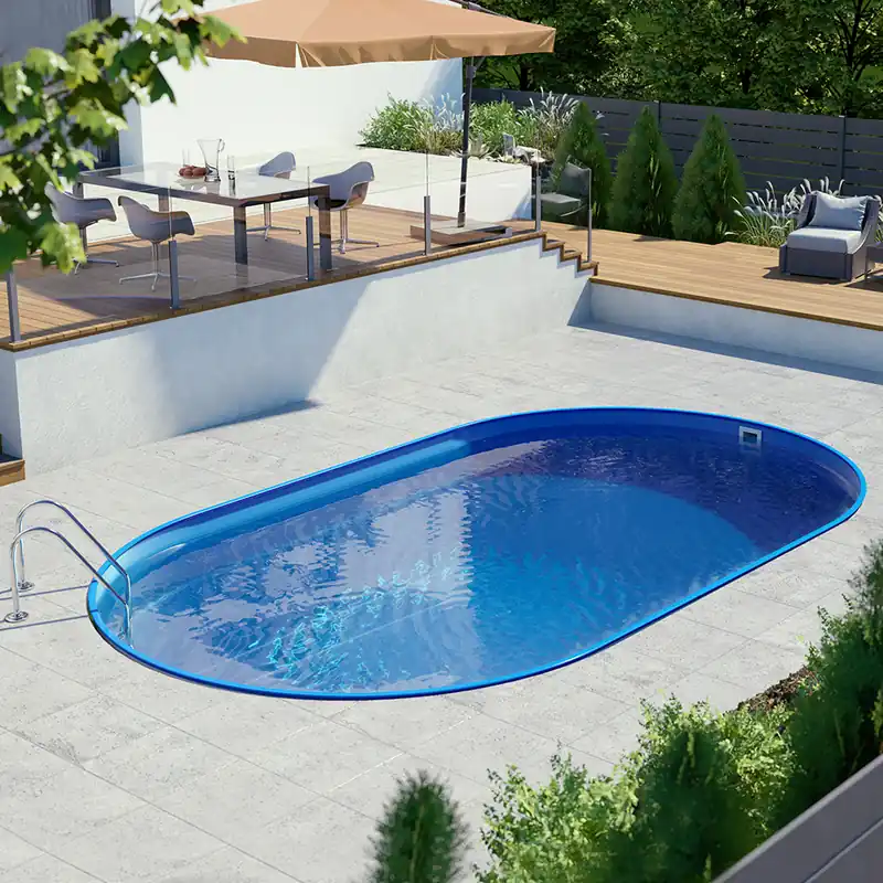 Sale Ovalpool-Set BRONZE 8,00 x 4,00 x 1,50 m, Folie blau 0,80 mm, eingelassen