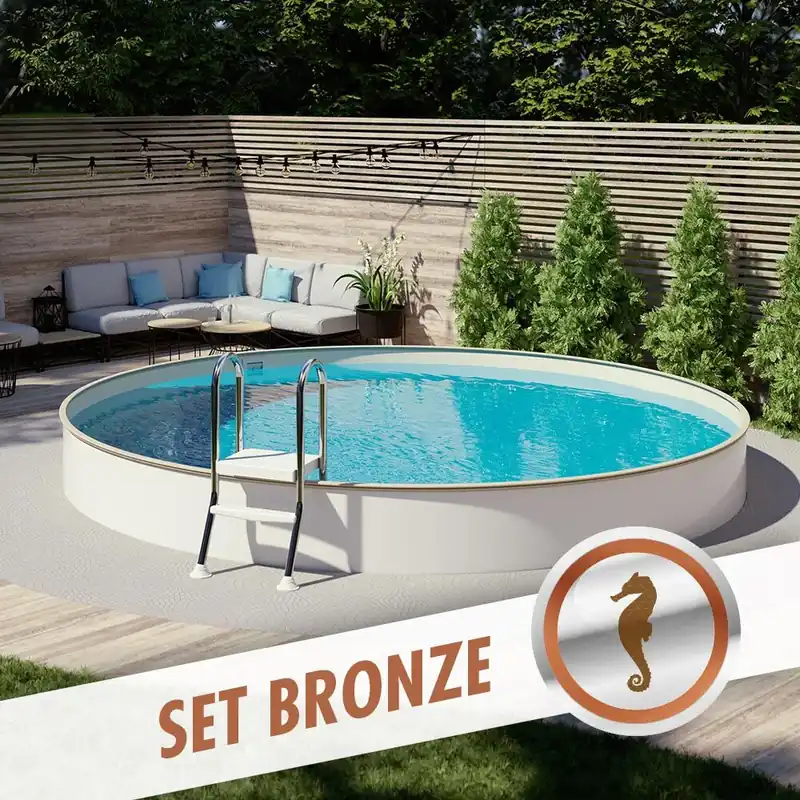 Billig Rundpool-Set BRONZE Ø 2,50 x 1,20 m, Folie sand 0,80 mm, teileingelassen