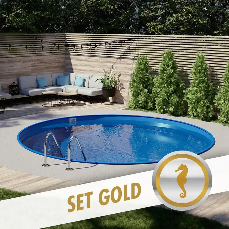 Abverkauf Rundpool-Set GOLD Ø 3,00 x 1,20 m, Folie blau 0,80 mm, eingelassen