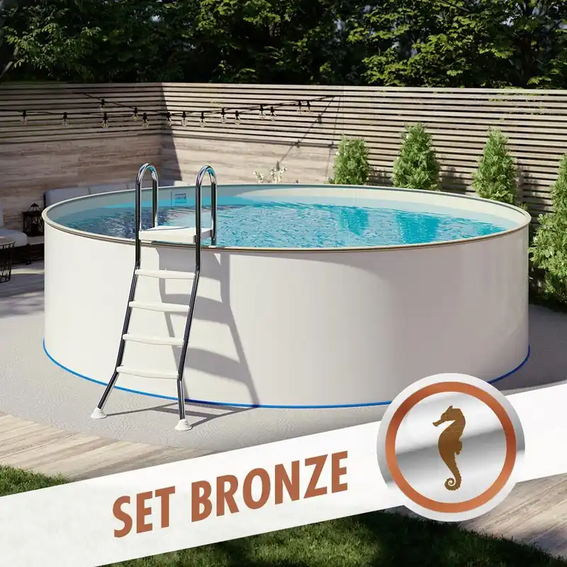 Abverkauf Rundpool-Set BRONZE Ø 4,00 x 1,35 m, Folie sand 0,80 mm, aufgestellt