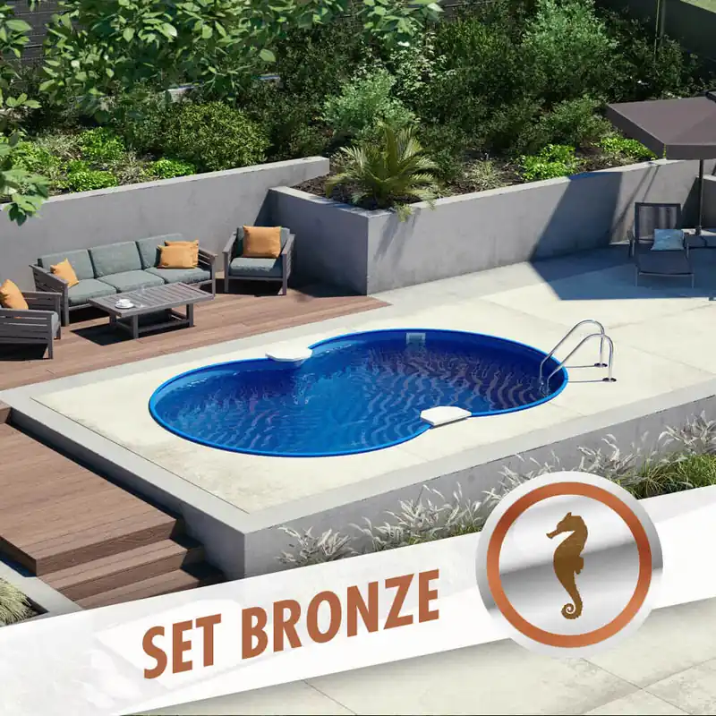 Achtform-Set BRONZE 4,70 x 3,00 x 1,20 m, Folie blau 0,80 mm, eingelassen Markenprodukt