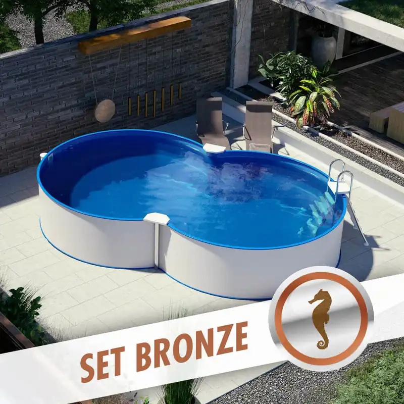 Achtform-Set BRONZE 6,25 x 3,60 x 1,35 m, Folie blau 0,80 mm, aufgestellt Preis Gesenkt