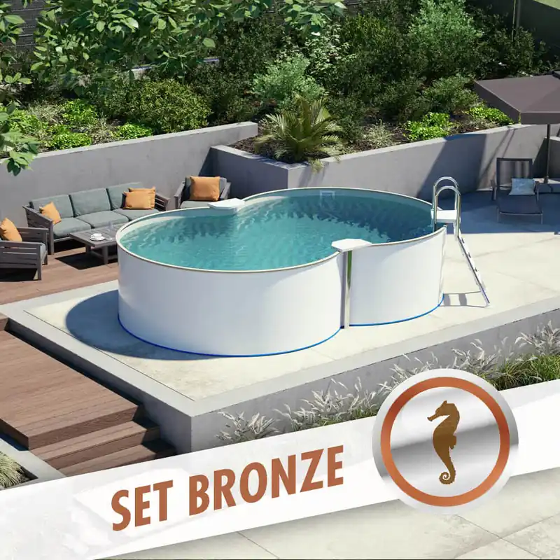 Billig Achtform-Set BRONZE 4,70 x 3,00 x 1,20 m, Folie sand 0,80 mm, aufgestellt