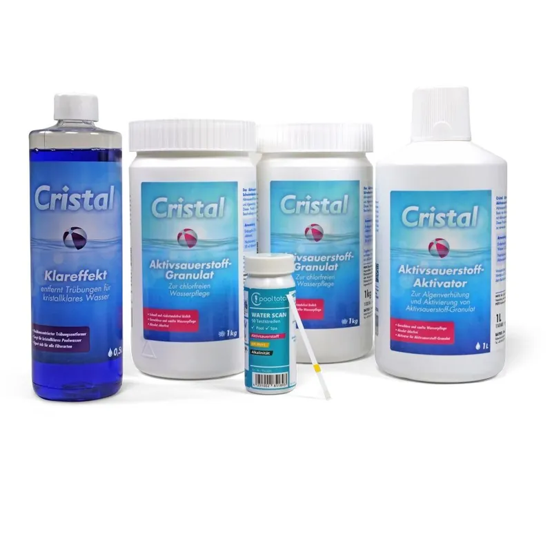 CRISTAL SET Aktivsauerstoff Granulat, Aktivator, TestStrips + Klareffekt Markenprodukt
