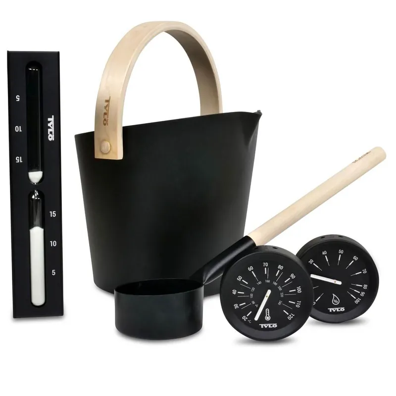 Neue Ware SET> Tylö Saunazubehör in Brilliant Black (5-tlg.)