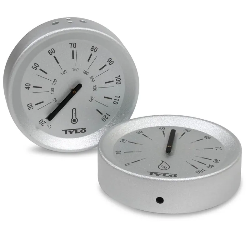Highlight SET> Tylö Thermo- u. Hygrometer Brilliant Silver Grey