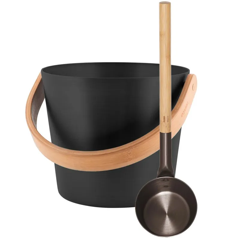 Neue Kollektion SET> Rento Saunakübel + Saunakelle aluminium SCHWARZ