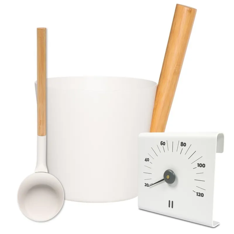Kracherpreis SET> Rento Saunaeimer + Kelle + Thermometer aluminium WEISS