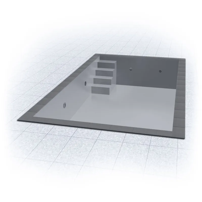 Schnäppchen TrendStone Basis Set | Rechteckpool 700 x 350 x 150 cm | Hellgrau | Treppe Variofit 58 links