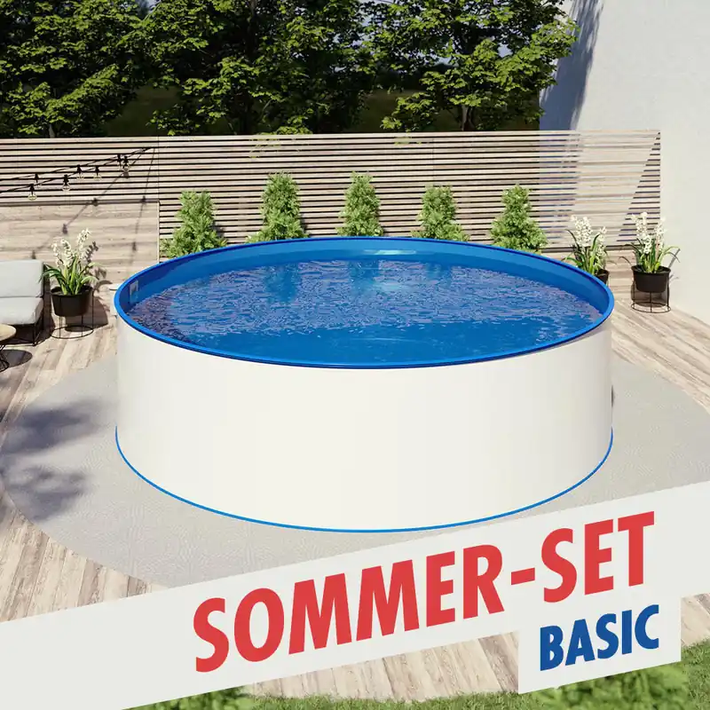 Sommerhit Rundbecken-SET Basic Ø 6,00 x 1,35 m, Folie blau 0,8 mm Rabatt