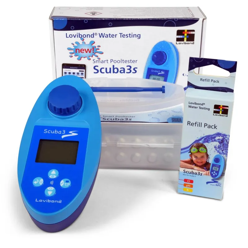 Geprüft SET> SCUBA 3s Elektronischer Pooltester plus Refill Pack