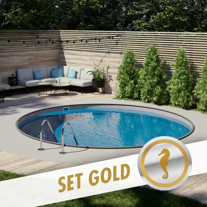 Summerfeeling Rundpool-Set GOLD Ø 2,50 x 1,20 m, Folie grau 0,80 mm, eingelassen Markenware