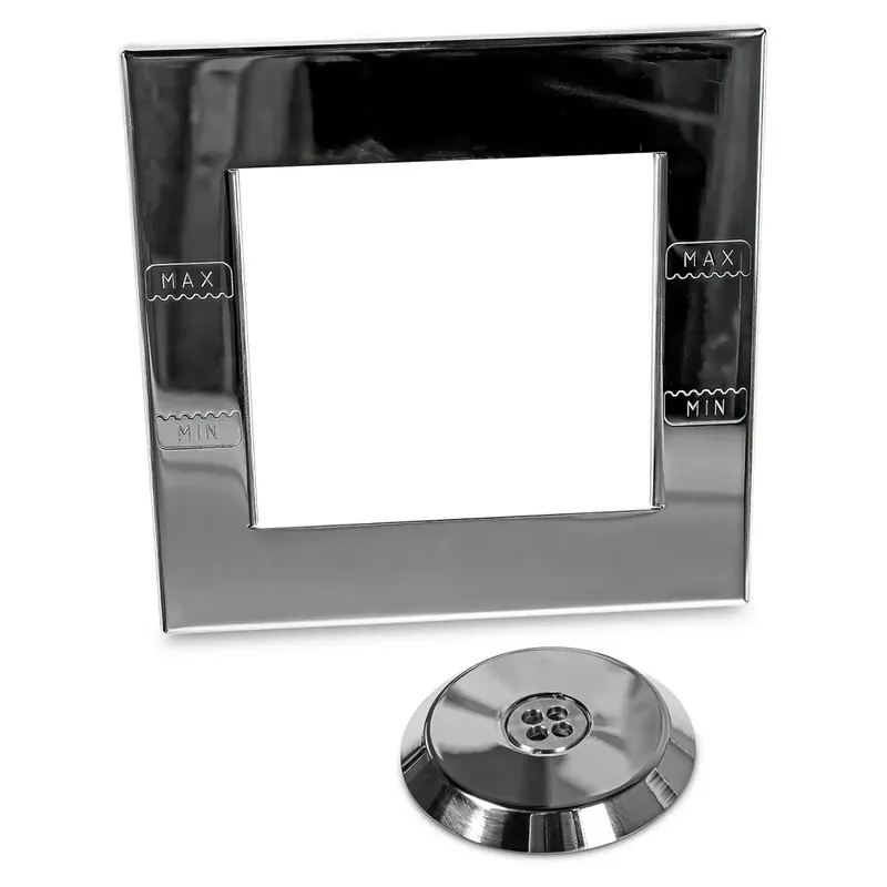 Zertifiziert SET> Edelstahlblenden V4A für Standard Mini-Skimmer + Einströmdüse