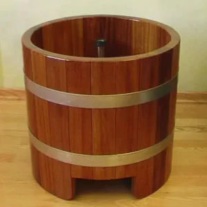Highlight Großer Fußbadebottich aus Kambala Durchmesser Ø 63 cm, Wasserablauf mit Clicker-Ventil
