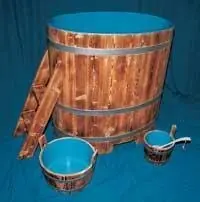 Kracherpreis Sauna Tauchbecken 100 x 72 cm Lärche außen geflammt / innen blau