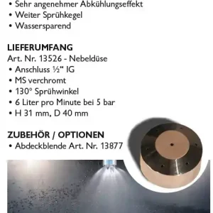 WDT Nebeldüse verchromt für Erlebnisdusche 130° Sprühnebel Solange Der Vorrat Reicht