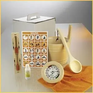 Eliga Sauna Zubehör Set Luxus 6 teilig Modell Standard im Tragekarton Saunaset Markenprodukt