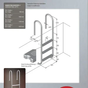 Ideal Eichenwald MODELL 01 Edelstahl-Leiter TINA 3-stufig ohne Montageset Markenware