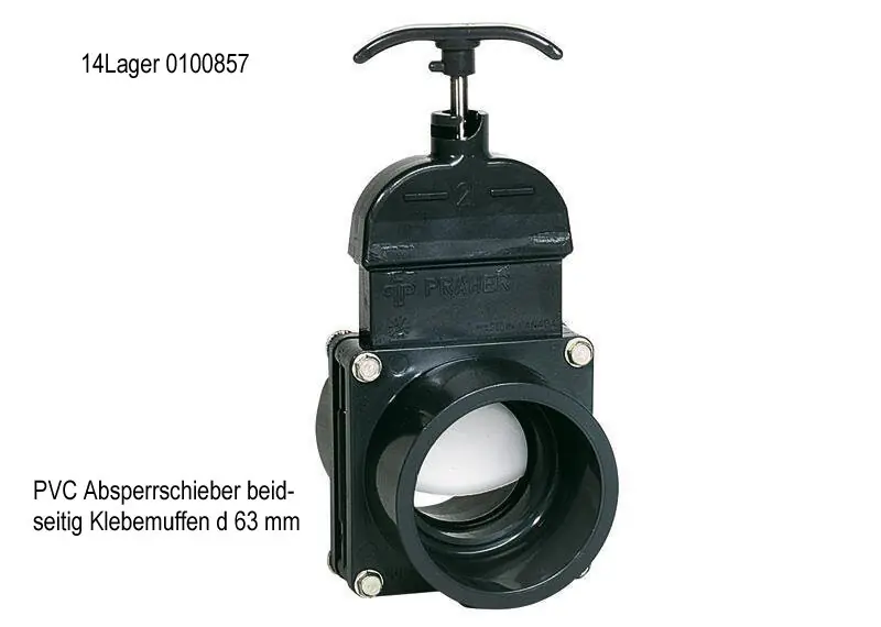 Echt PVC Absperrschieber beidseitig Klebemuffen d 63 mm leichtgängig