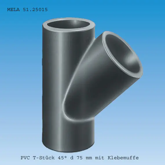 PVC T-Stück 45° Klebemuffe Ø 75 mm Günstig