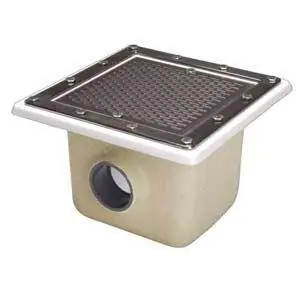 Neuheit Ablauf aus glasfaserverstärktem Polyester 355 mm x 355 mm für Folienbecken Edelstahlgitter