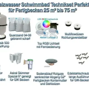 Salzwasser Schwimmbad Technikset Perfekt für Fertigbecken Aktuell