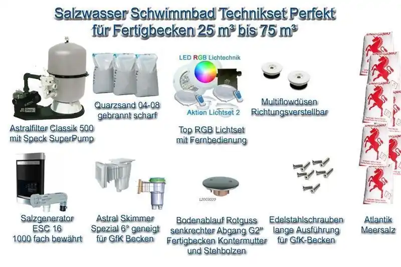 Salzwasser Schwimmbad Technikset Perfekt für Fertigbecken Aktuell
