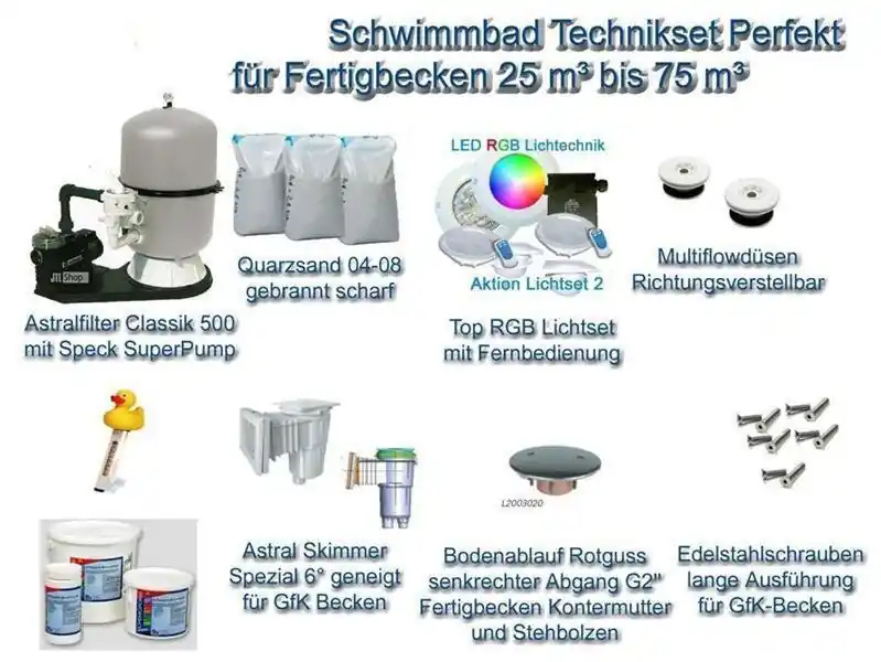 Schwimmbad Technikset Perfekt für Fertigbecken Neue Ware