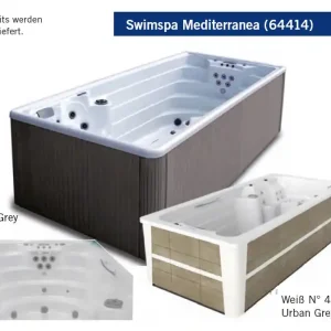 Bestpreis Swim Spa Mediterranea Coastal Grey Verkleidung + Jets aus Edelstahl + LumiPlus + Abdeckung