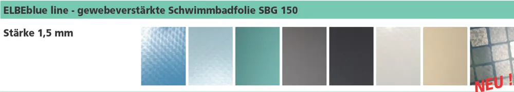 Elbtal Elbe Pool Surface SBG 150 Classic 1,5 mm 1,65m x 25m 41,25 m² Rolle Solange Der Vorrat Reicht