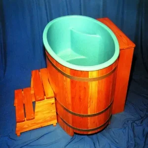 Sauna-Tauchbecken Kambala 112 x 79 x 101 (LxBxH) cm versiegelt mit Kunststoff-Einsatz blau Neu