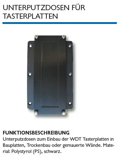 WDT Tastergehäuse 1fach V2 Unterputzgehäuse Geprüft