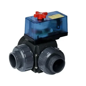 Praher 3-Wege-Kugelhahn Ø 63 mm mit elektrischem Stellmotor 230 V Modell S4 EO510 ECO Zertifiziert