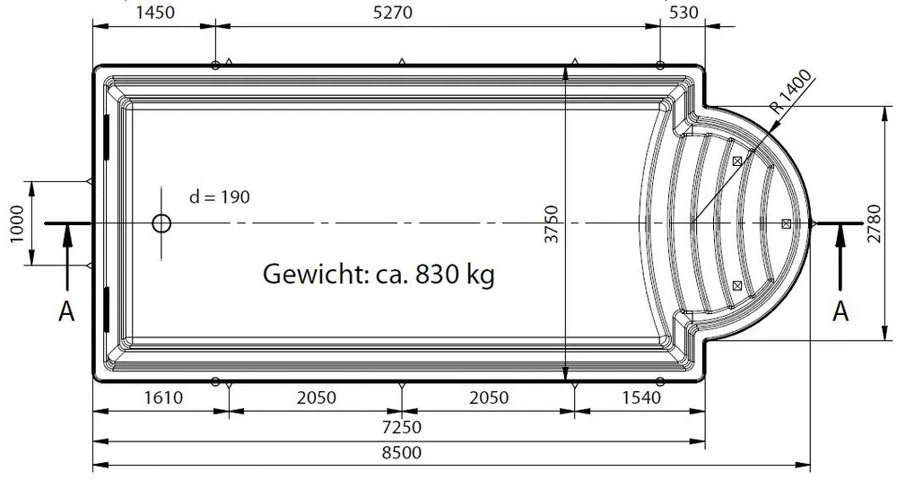 Must-Have Aquacomet KFT GFK Fertigbecken Kalipso 850 Protectorline