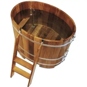 Sauna Tauchbecken Lignum 110 x 77 cm Kambalaholz Edelstahl Super-Preis
