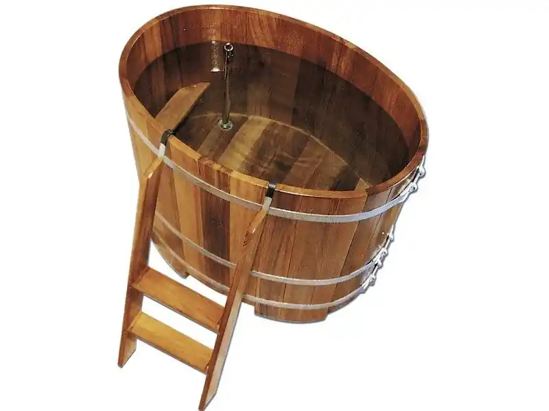 Sauna Tauchbecken Lignum 110 x 77 cm Kambalaholz Edelstahl Super-Preis