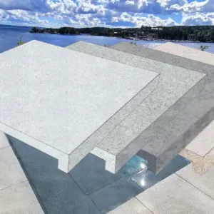Echt Beckenrandstein Granit L-Stein Natur Sydney Rechteckiges Pool-Komplettset