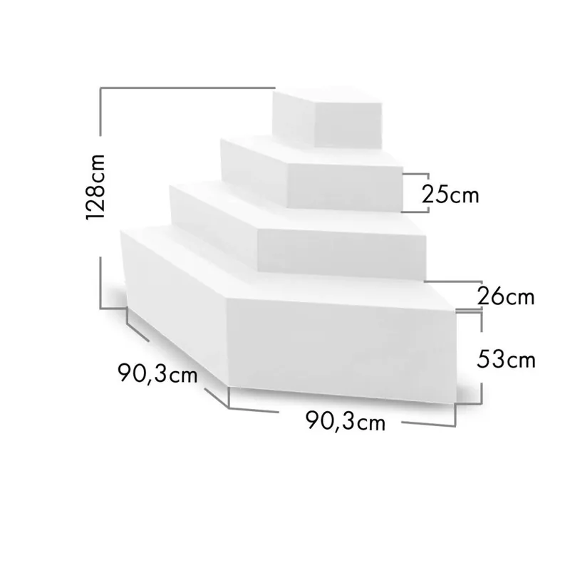 Schwimmbadreppe TrendStone Ecktreppe Smaragd 118 x 118 cm | H 128 cm 4-stufig für Beckentiefe 150 cm | Polystyrol | Kunststoffbeschichtung Sichere Zahlung