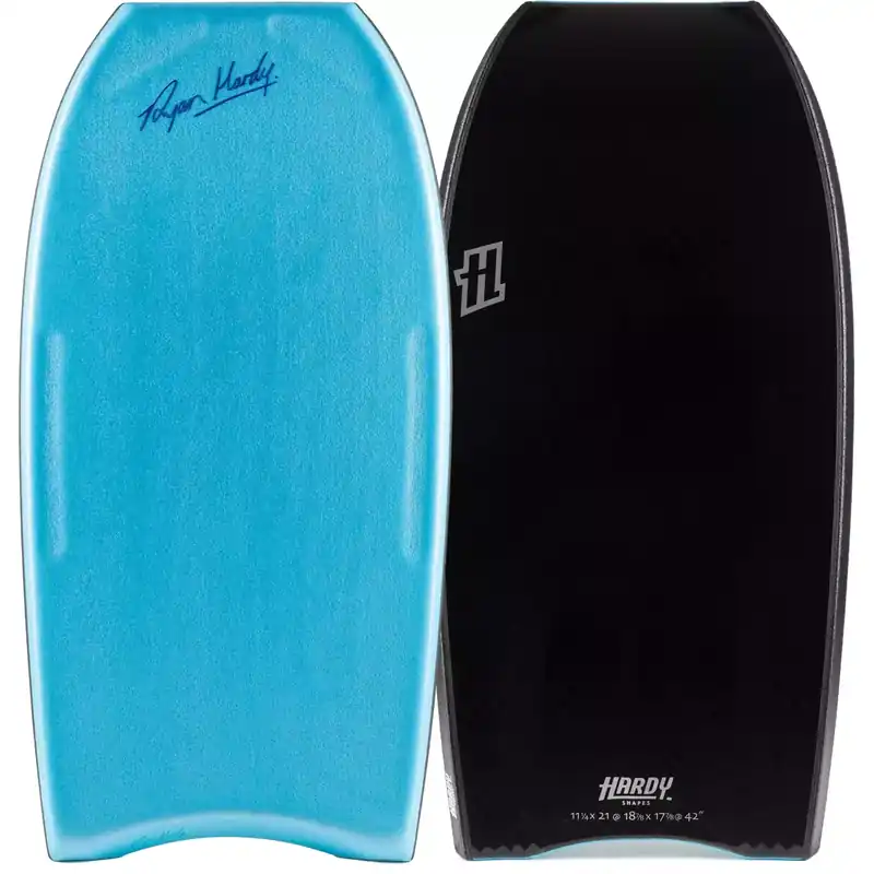 Solange Der Vorrat Reicht Bodyboard Hardy Shapes Ryan Hardy Pro Mini Quad Concave Kinetic PP Aqua Blue/Black