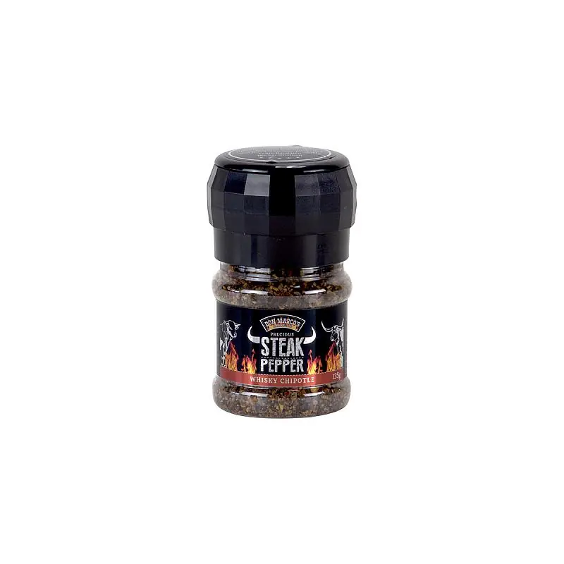 Don Marco´s BBQ Precious Steakpfeffer Whisky Chipotle 135g Pfeffermischung mit Pfeffermühle Beliebt
