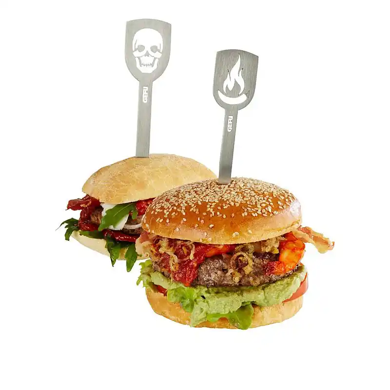 Hamburger-Spieße TORRO 2 Stück (Totenkopf/Flamme) Aktuell