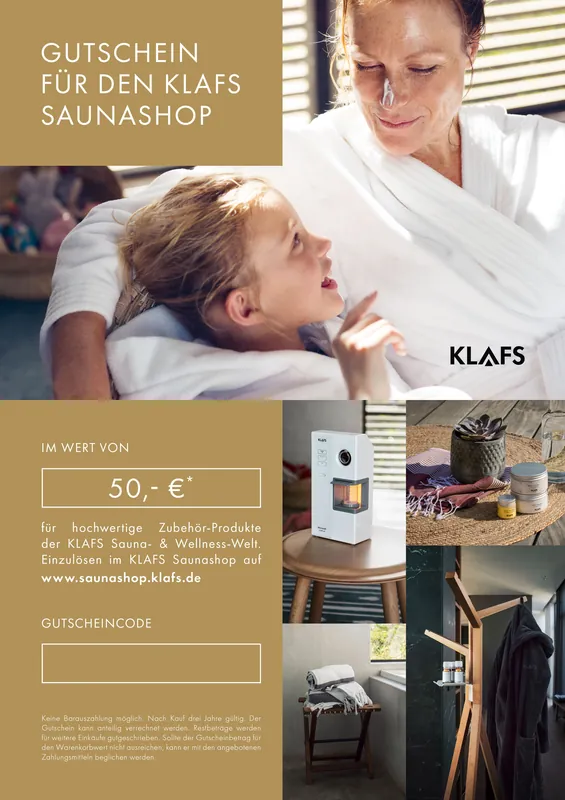 50€ - KLAFS Geschenkgutschein Geprüft
