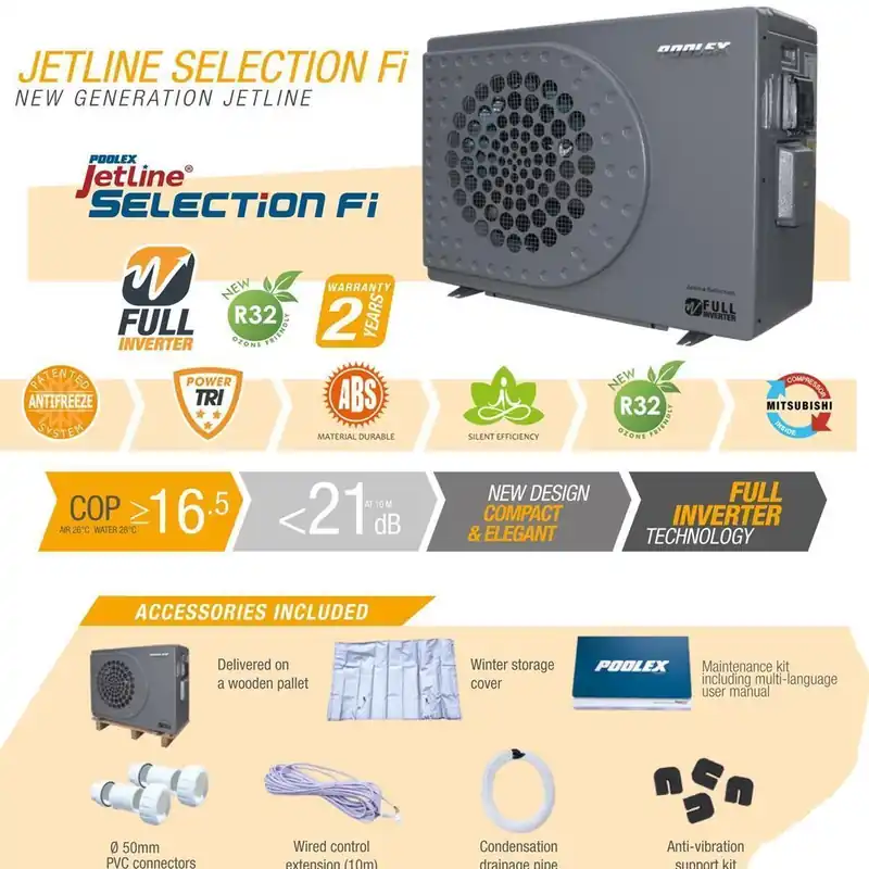 Top-Angebot Poolex Jetline Pool Wärmepumpe Fi 9,5kW Full-Inverter 40-50m3 WIFI Salz kompatibel